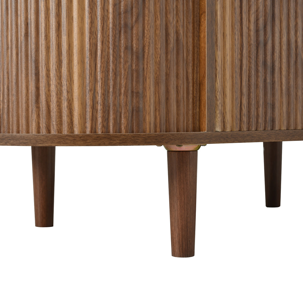 Glowhaus Hazel oval lift-top coffee table in walnut with fluted panels