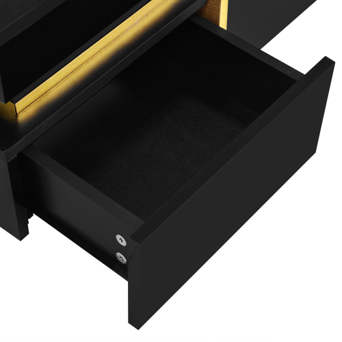 Glowhaus Onyx square coffee table in black high gloss with gold accents