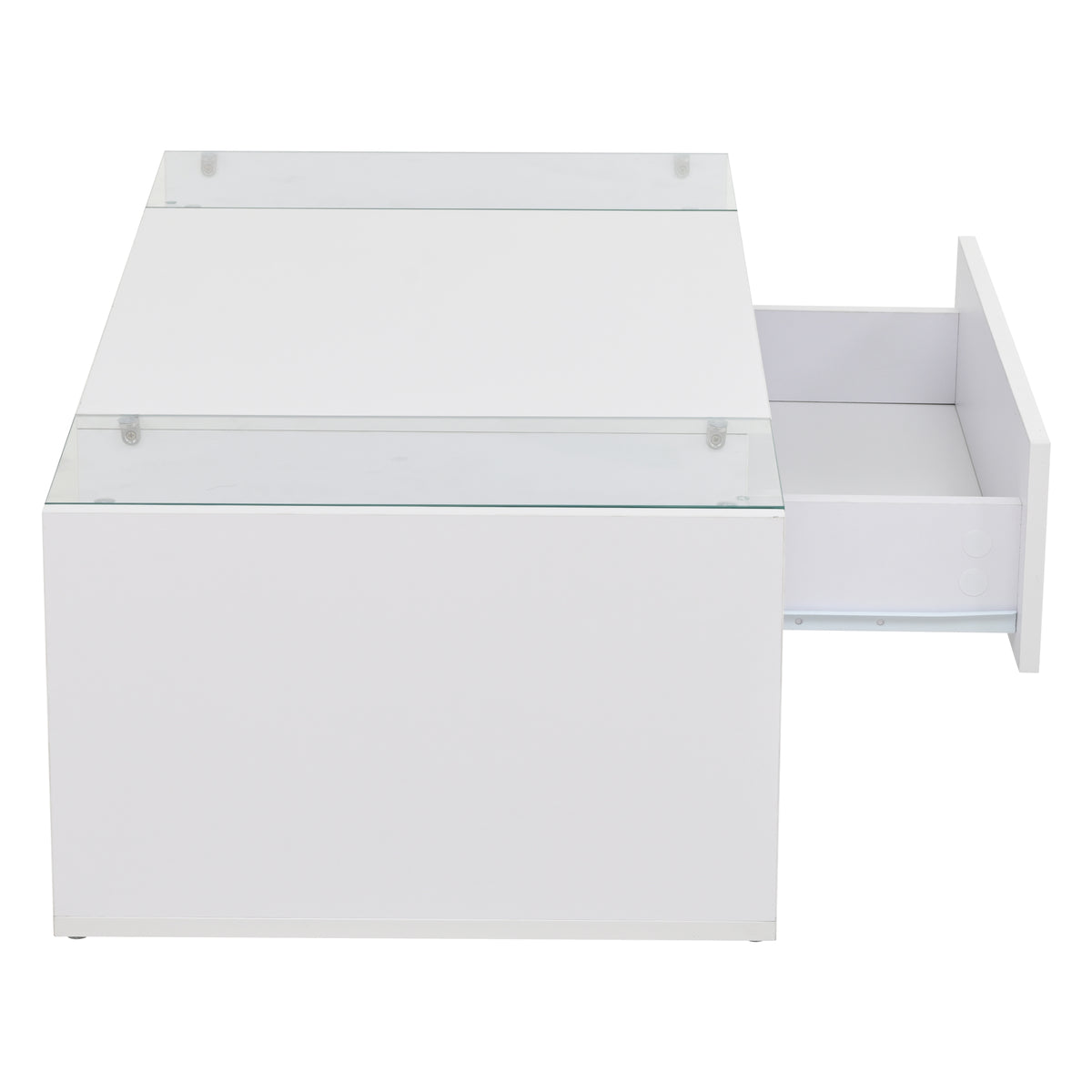 Glowhaus Aura LED coffee table in white high gloss with glass top