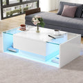 Glowhaus Aura LED coffee table in white high gloss with glass top