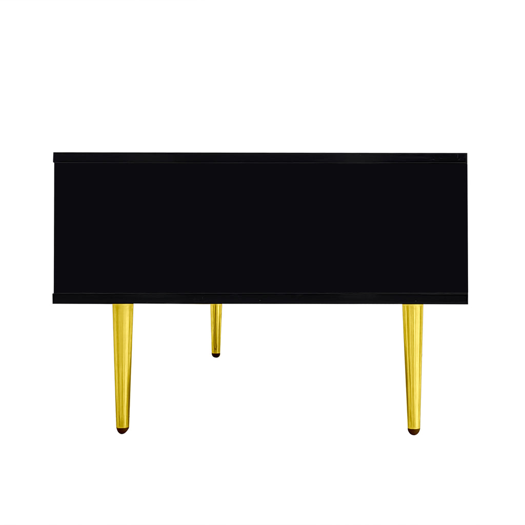 Glowhaus Noir black high gloss TV unit and coffee table set with gold accents