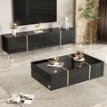 Glowhaus Noir black high gloss TV unit and coffee table set with gold accents