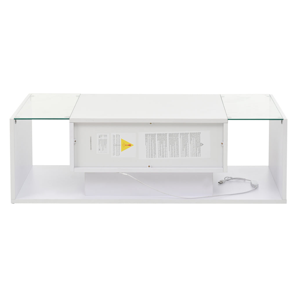 Glowhaus Aura LED coffee table in white high gloss with glass top