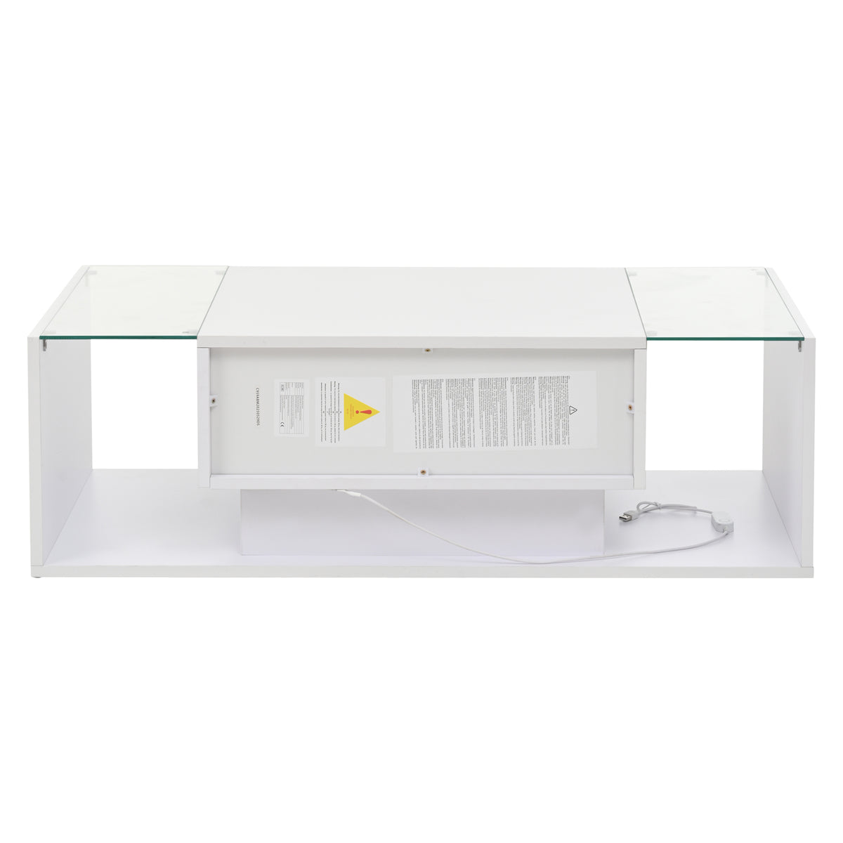 Glowhaus Aura LED coffee table in white high gloss with glass top